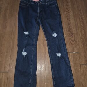 Kids Distressed Dark Blue Denim Jeans - Casual Everyday Style